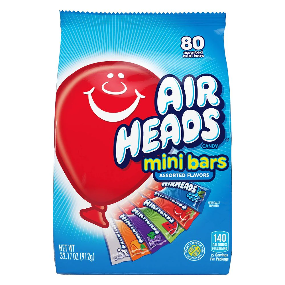 Airheads Bars Mini Assorted, assorted flavored candies 11.5g (Pack of 80) 