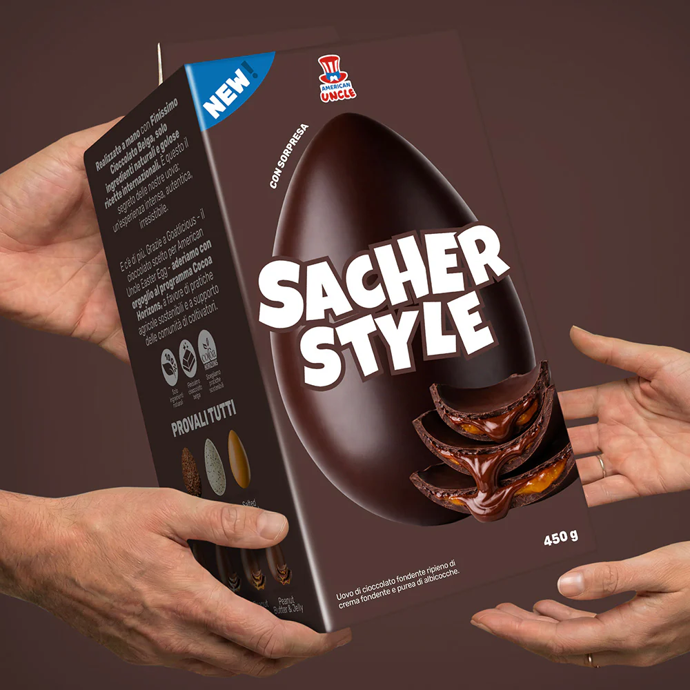 American Uncle Sacher Style Easter Egg, dark chocolate Easter egg filled with dark cream and apricot puree, 450 g - Image 3