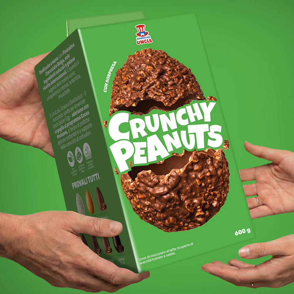 American Uncle Crunchy Peanuts Easter Egg, 600g milk chocolate Easter egg covered with salted roasted peanuts - Image 3