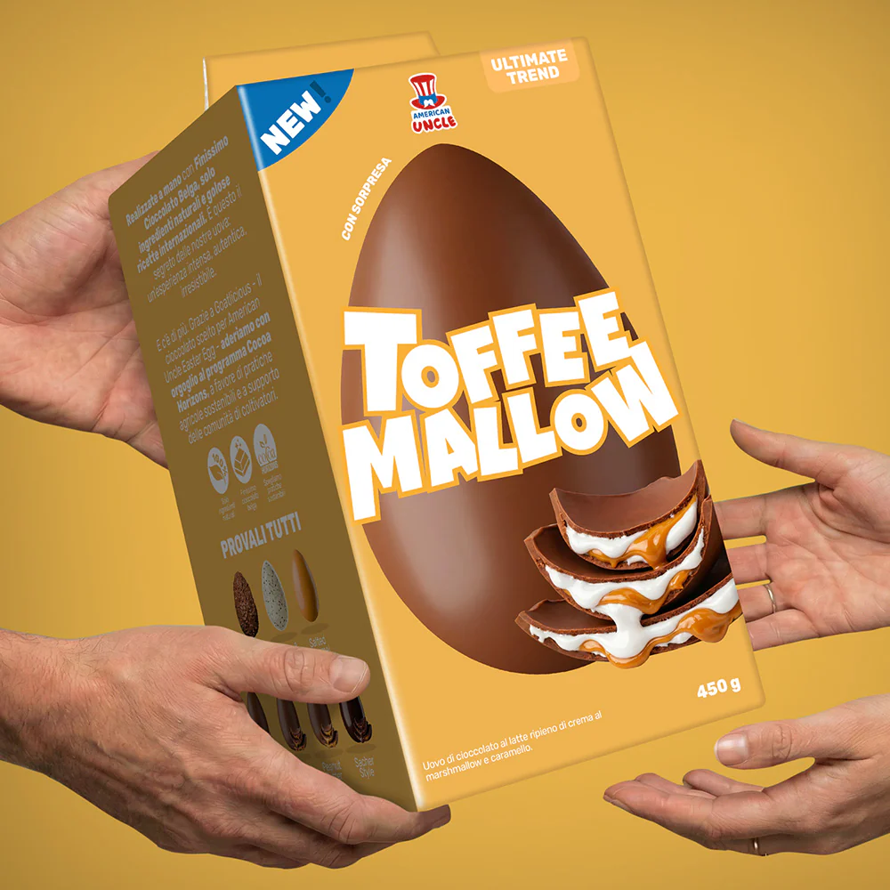 American Uncle Toffee Mallow Easter Egg, milk chocolate Easter egg filled with marshmallow cream and caramel, 450 g - Image 5