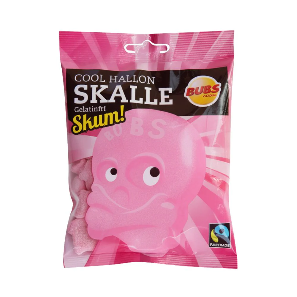 Bubs Skalle Cool Raspberry, raspberry-flavored gummy candies 90g (Pack of 12)