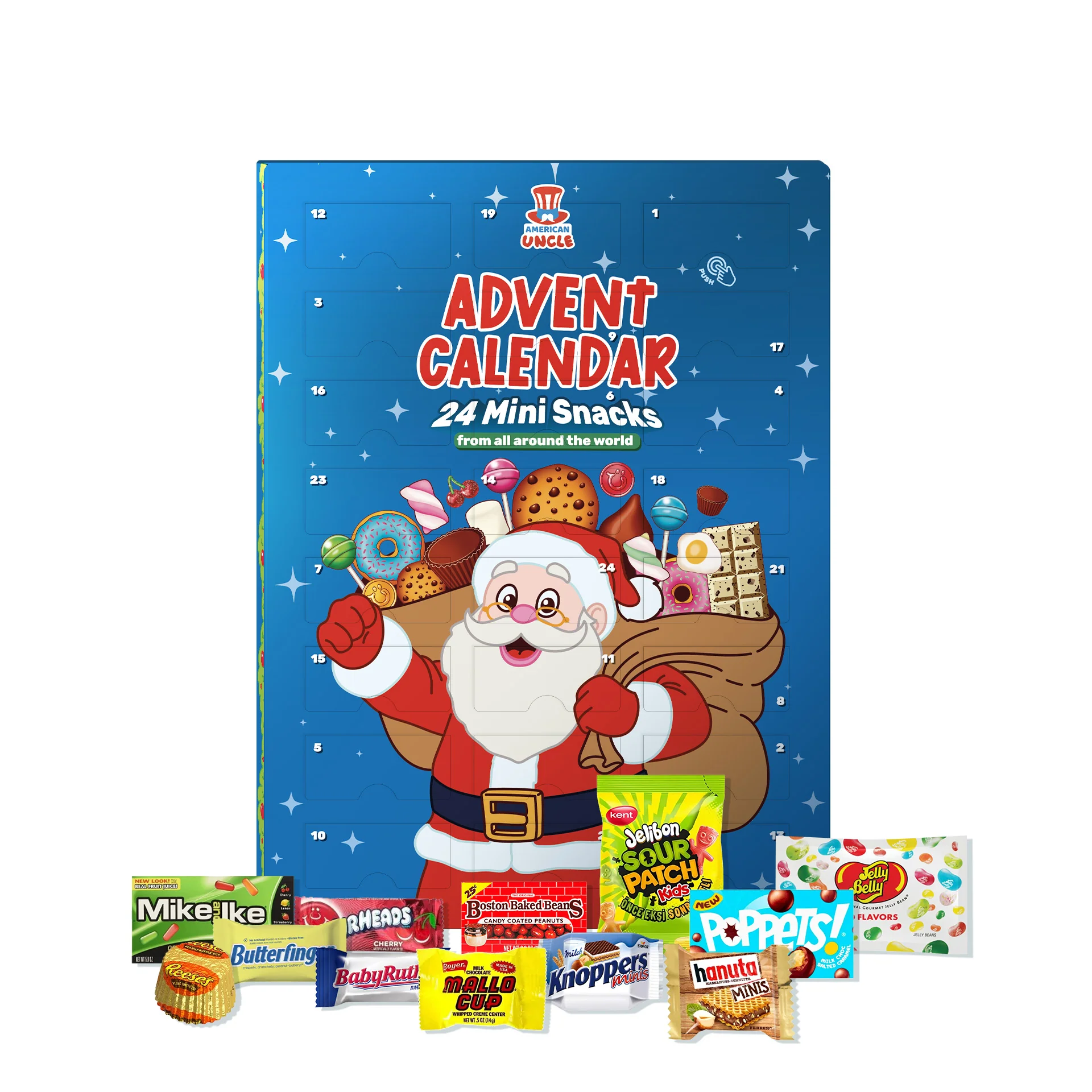 American Uncle Advent Calendar Miniatures, box of 24 surprise sweet snacks in mini format (pack of 12) - Image 2