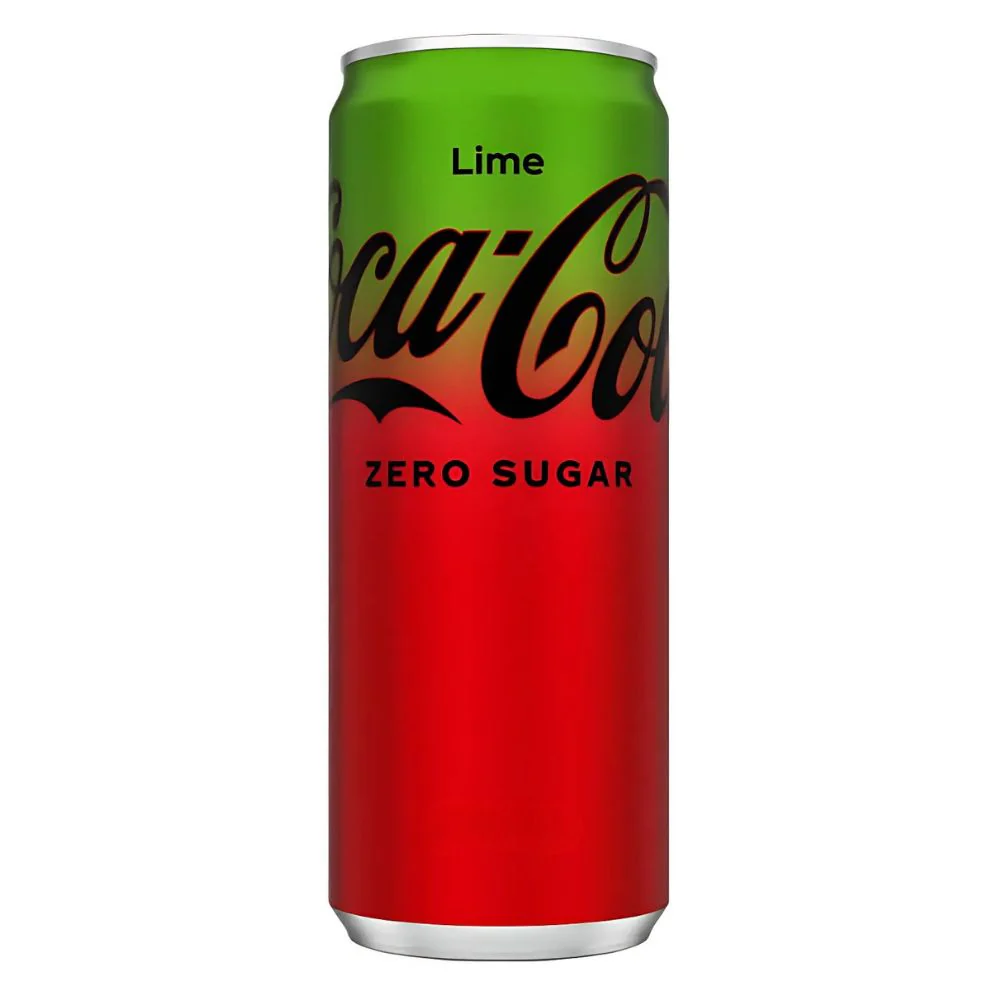 Coca Cola Lime Zero Sugar, carbonated drink with lime flavor 250ml (Pack of 12)