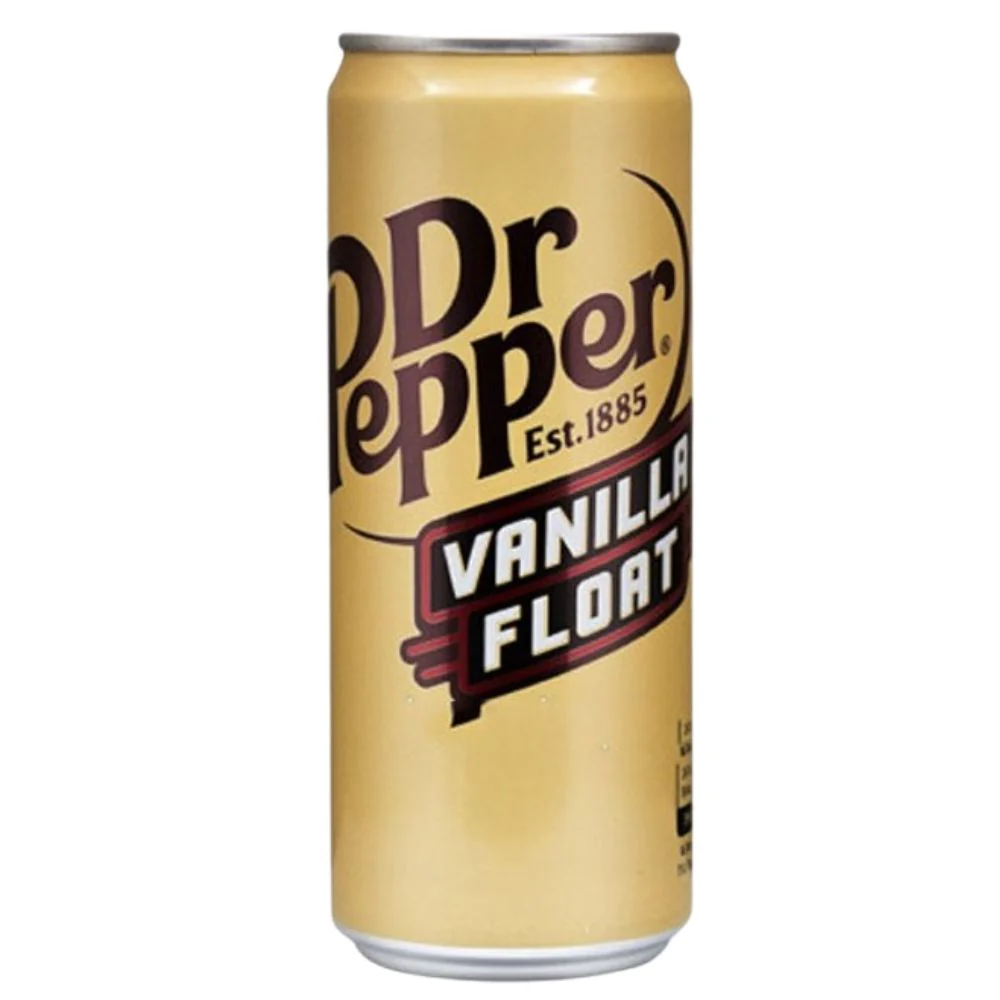 Dr Pepper Vanilla Float, vanilla-flavored soda drink 330ml (Pack of 24)