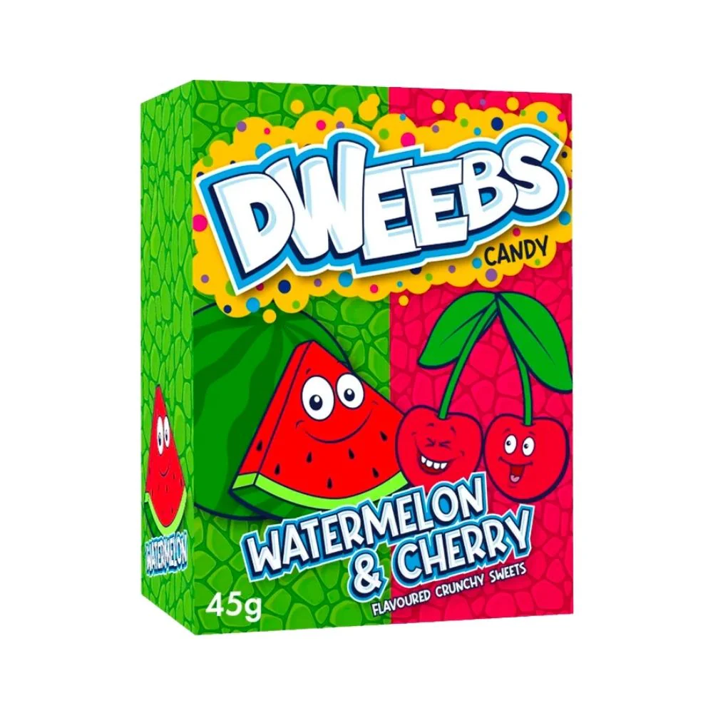 Dweebs Candy Watermelon&Cherry, sour candies with watermelon and cherry flavor 45g (pack of 24) 
