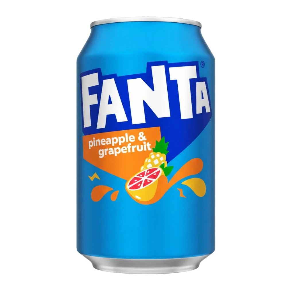 Fanta Pineapple Grapefruit, sparkling drink with pineapple and grapefruit flavor 330ml (pack of 24) 