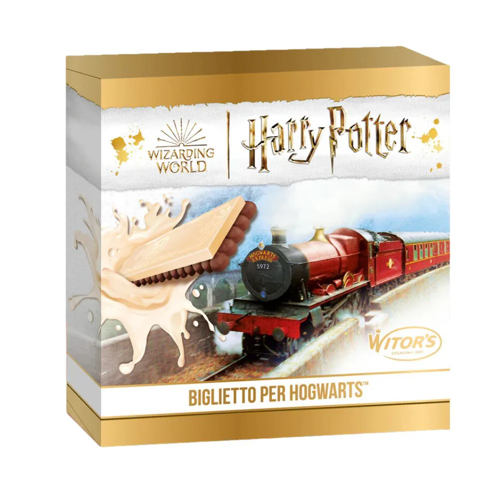 Harry Potter Hogwarts Ticket White Choco, cocoa biscuit with milk cream bar 126g (Pack of 12)