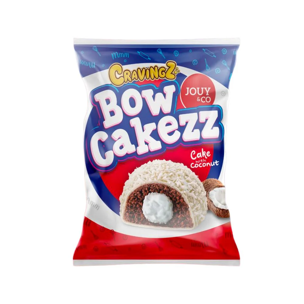 Jouy&Co Cravingz Bowcakes, cocoa and coconut snacks 35g (pack of 24)