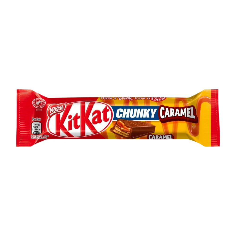Kit Kat Chunky Caramel, chocolate-covered wafer filled with caramel 43g (pack of 24)