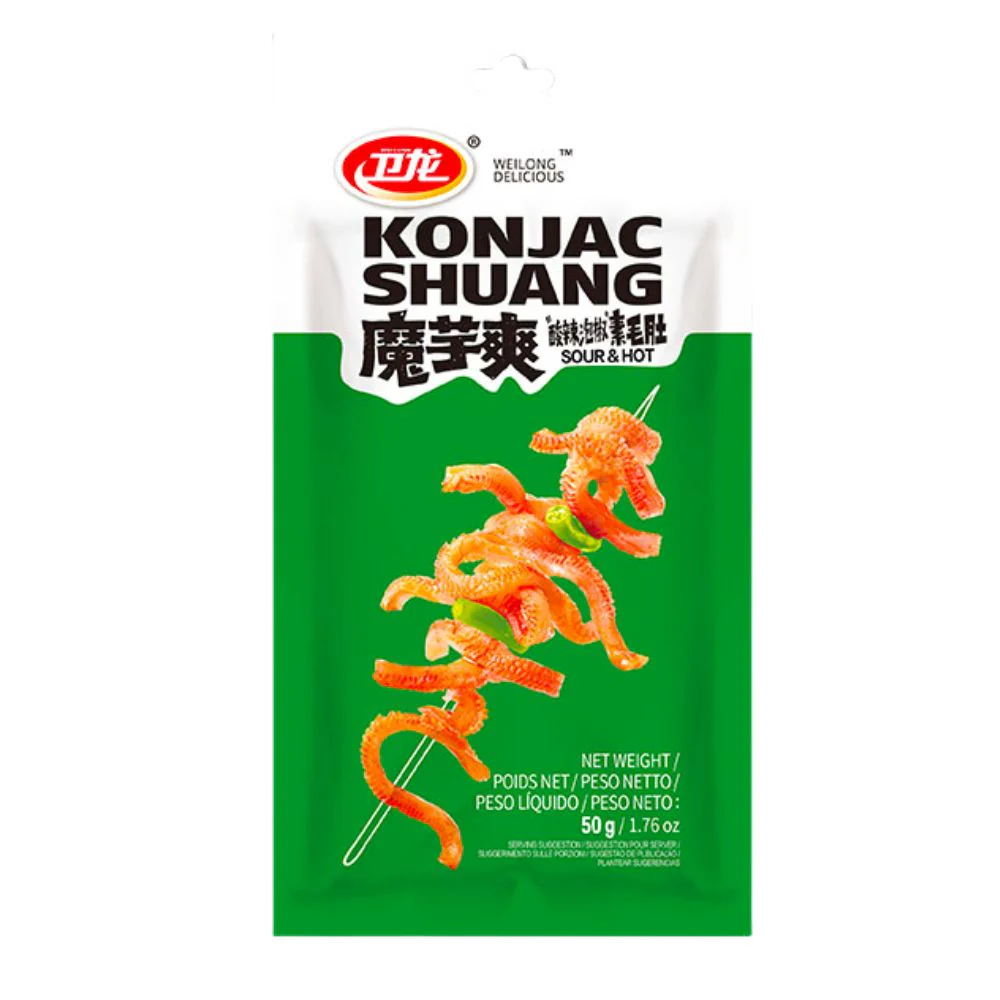 Konjac Shuang Sour & Hot, konjac snack with sour and spicy flavor 50g (Pack of 60)