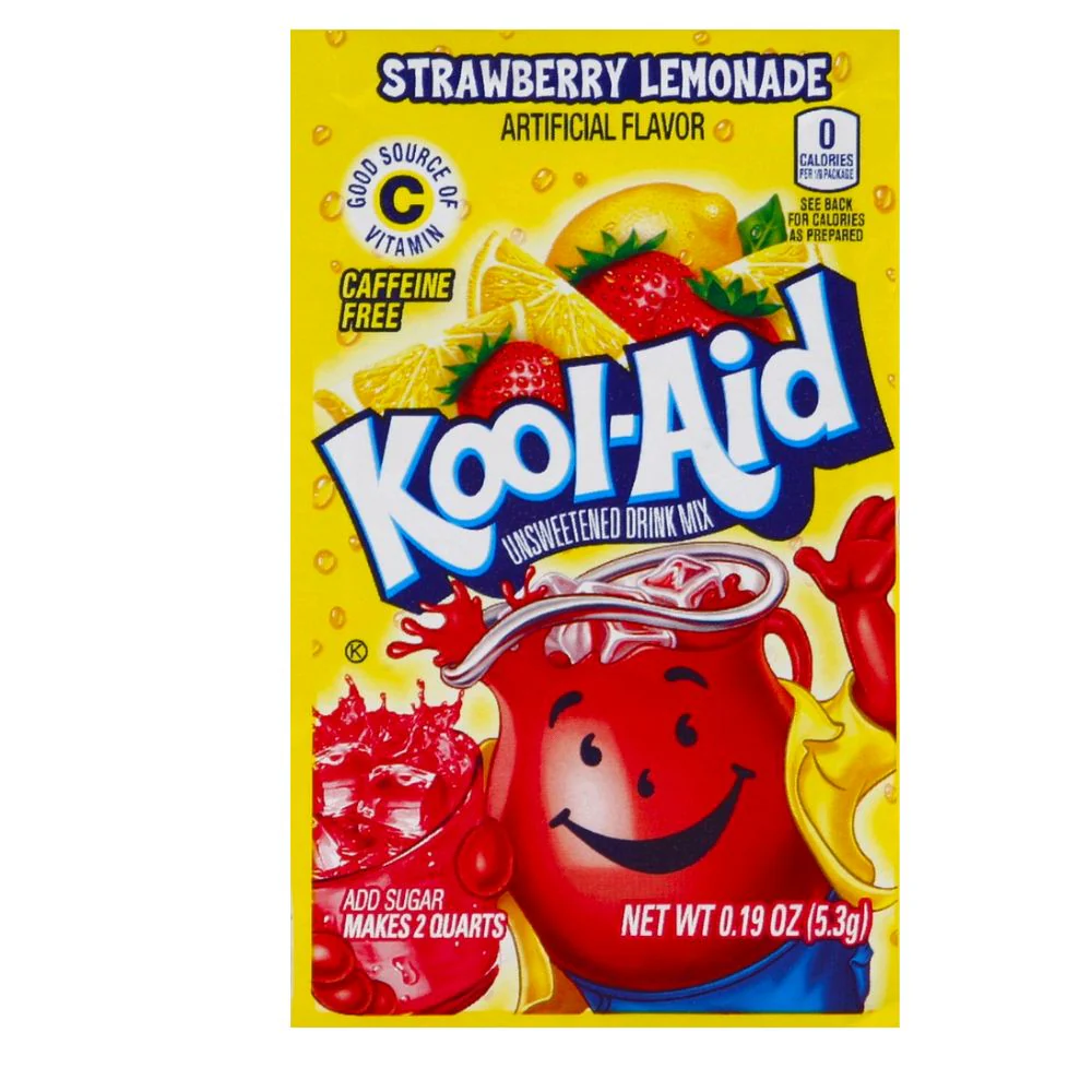 Kool Aid Strawberry Lemonade, drink mix with lemon and strawberry flavor 5.3g (Pack of 48)