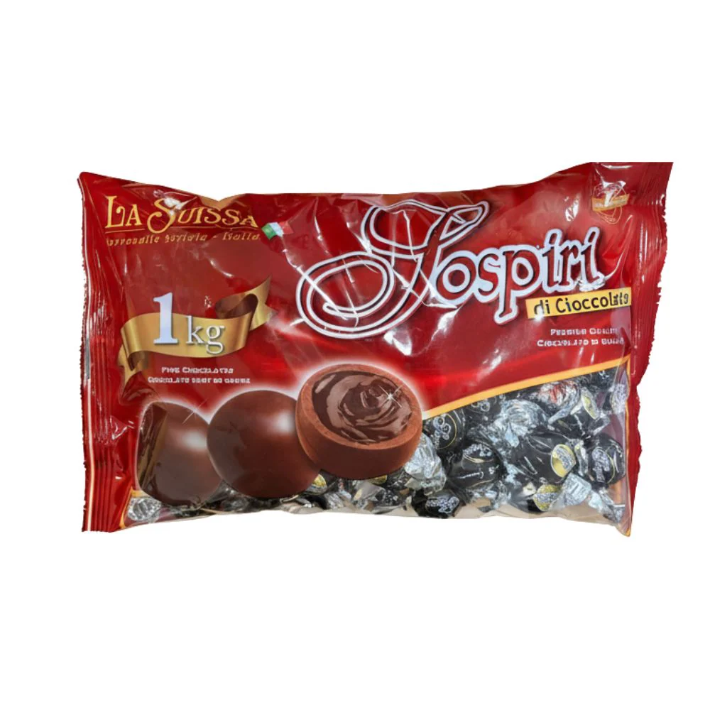 La Suissa Sospiri Dark 70%, Extra dark chocolate pralines filled with soft cocoa cream (1kg package)