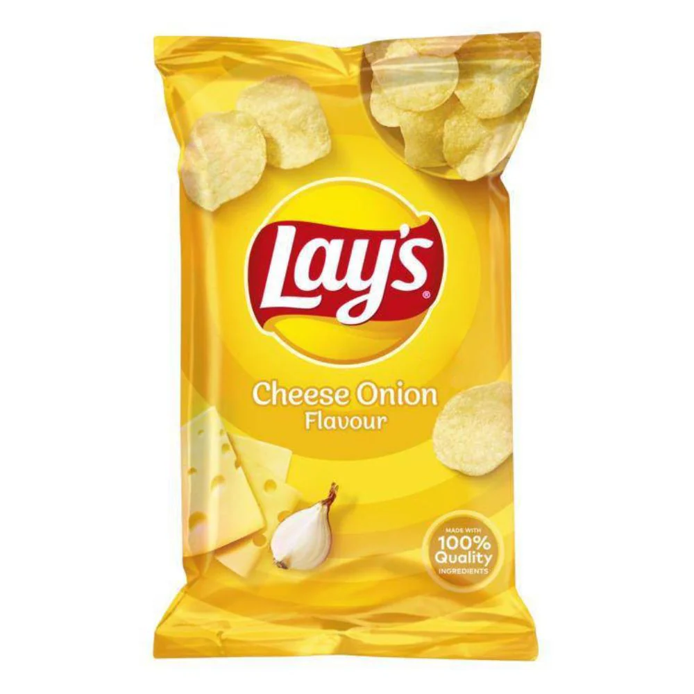 Lay's Cheese Onion Flavour, onion and cheese flavored chips 40g (pack of 20)