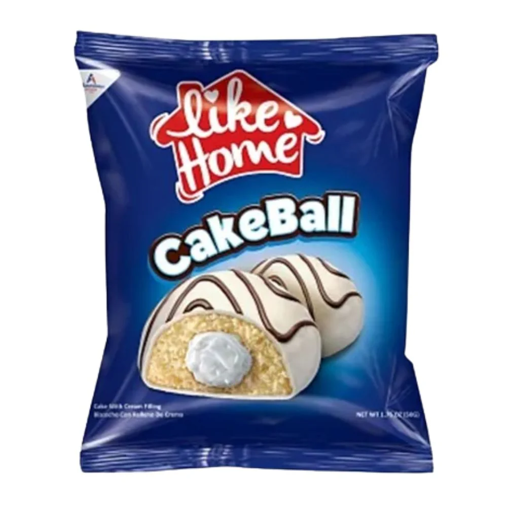 Like Home Cake Ball, chocolate-covered snack cake filled with cream, 50g (Pack of 24)
