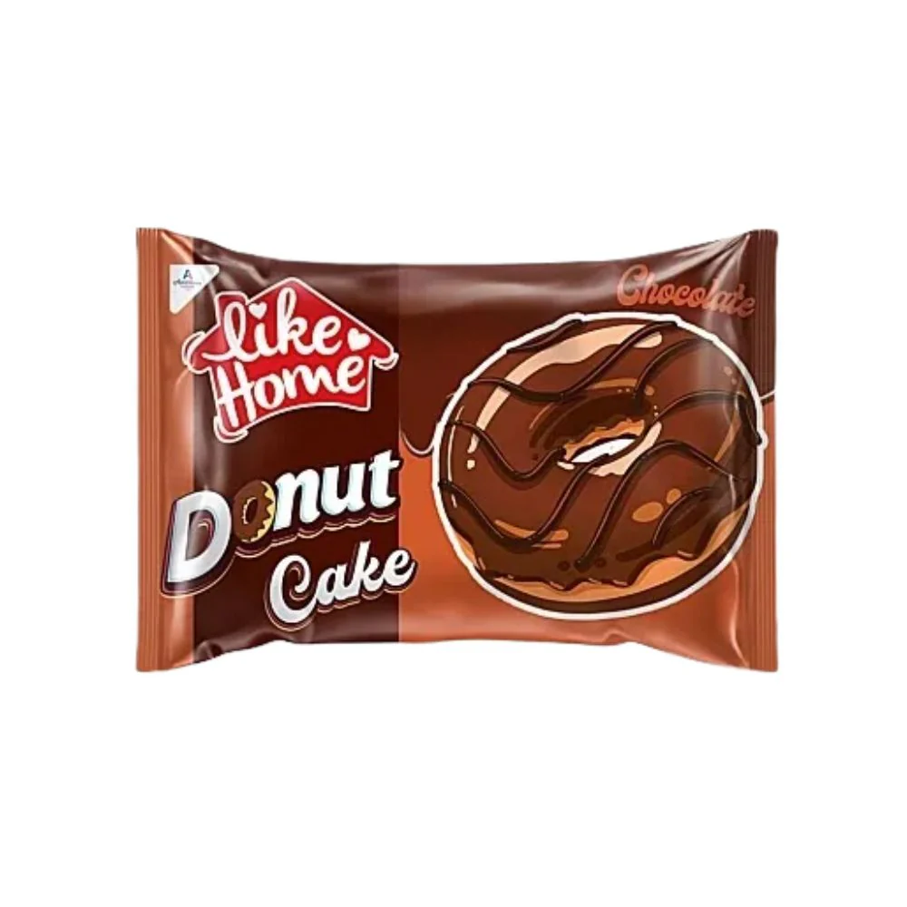 Like Home Donut Cake Chocolate, donut covered with chocolate-flavored glaze weighing 40g (Pack of 24)