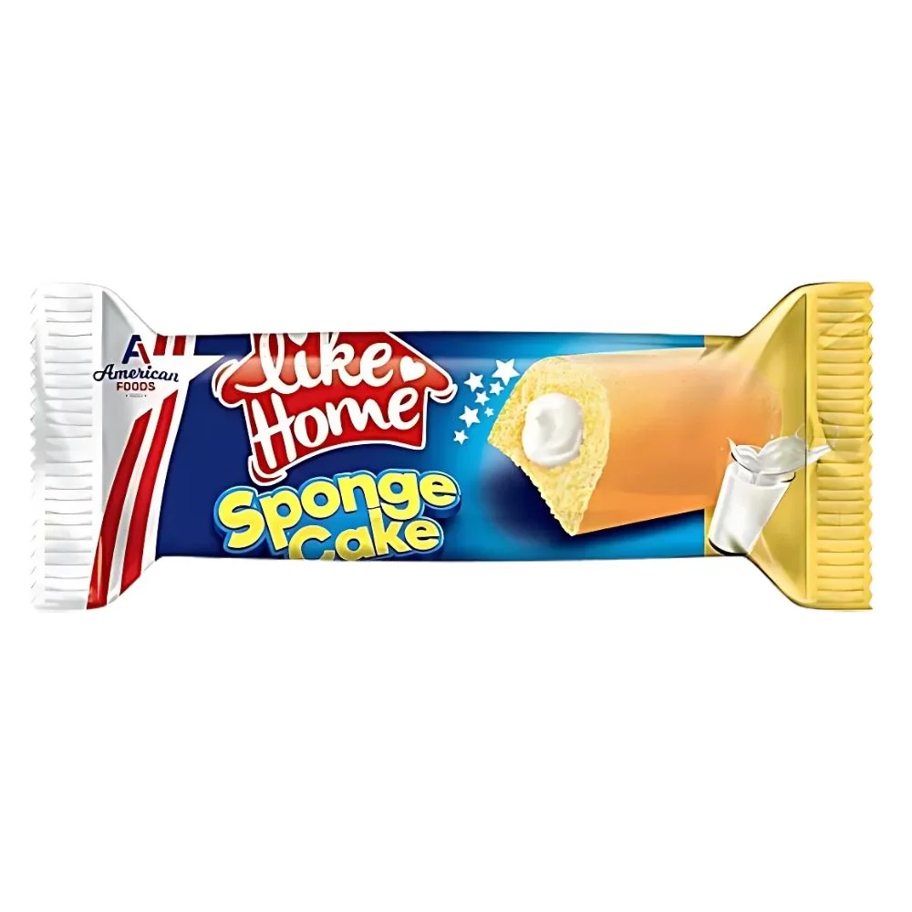 Like Home Sponge Cake Vanilla, vanilla-flavored snack filled with milk cream 40g (Pack of 24)