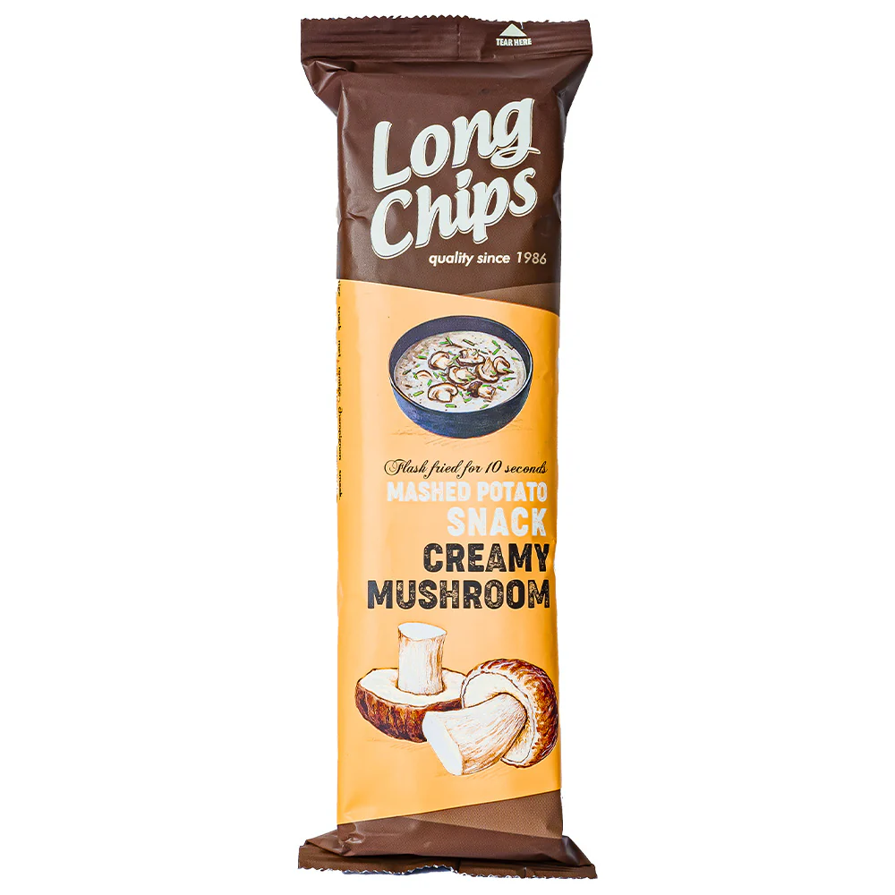 Long Chips Creamy Mushroom, long chips with creamy mushroom flavor 75g (pack of 20)