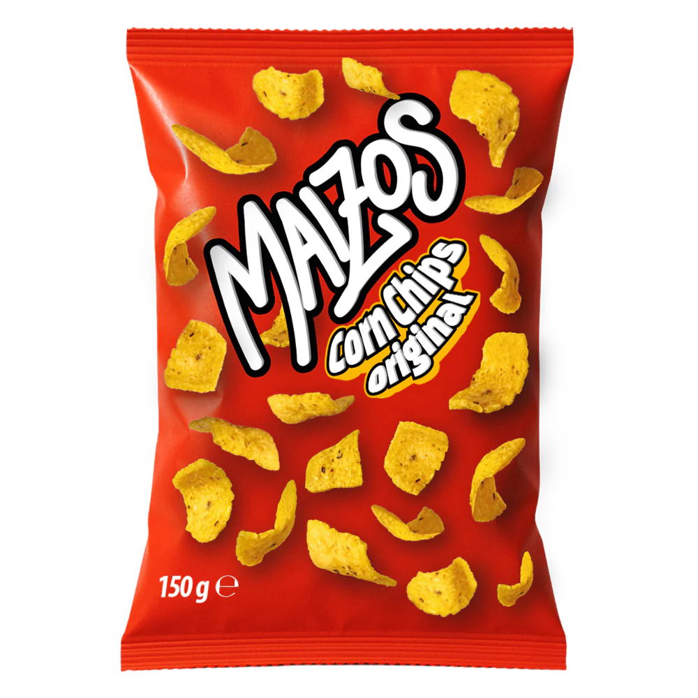 Maizos Corn Chips Original, corn chips in the original flavor 150g (Pack of 16)
