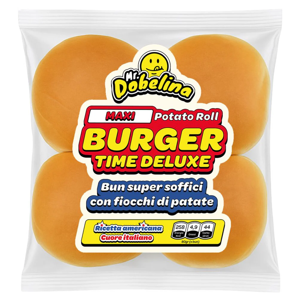 Burger Potato Roll MAXI, 4 potato buns for burger MAXI size of 80g (Pack of 18) 