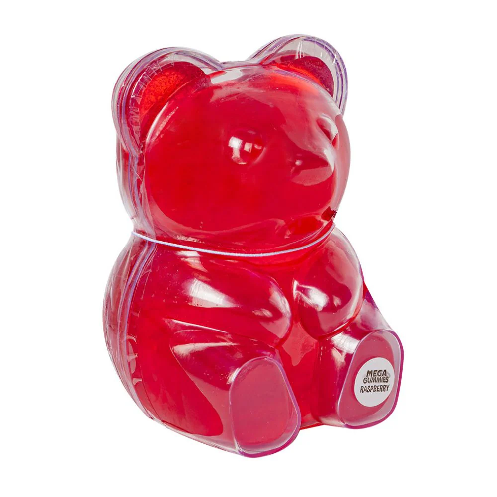 Mega Gummies Raspberry Bear, raspberry-flavored gummy candy in the shape of a bear, 350g (Pack of 6)