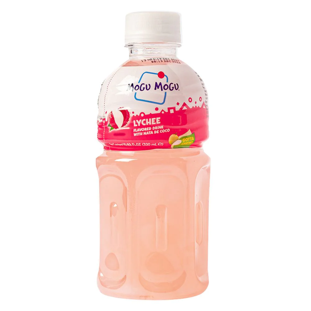 Mogu Mogu Lychee Juice, lychee juice drink with Nata de coco 320ml (pack of 24)