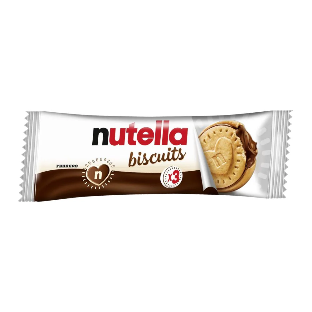 Nutella Biscuit, biscuit filled with hazelnut and cocoa spread cream Nutella weighing 41.4g (Pack of 28) 