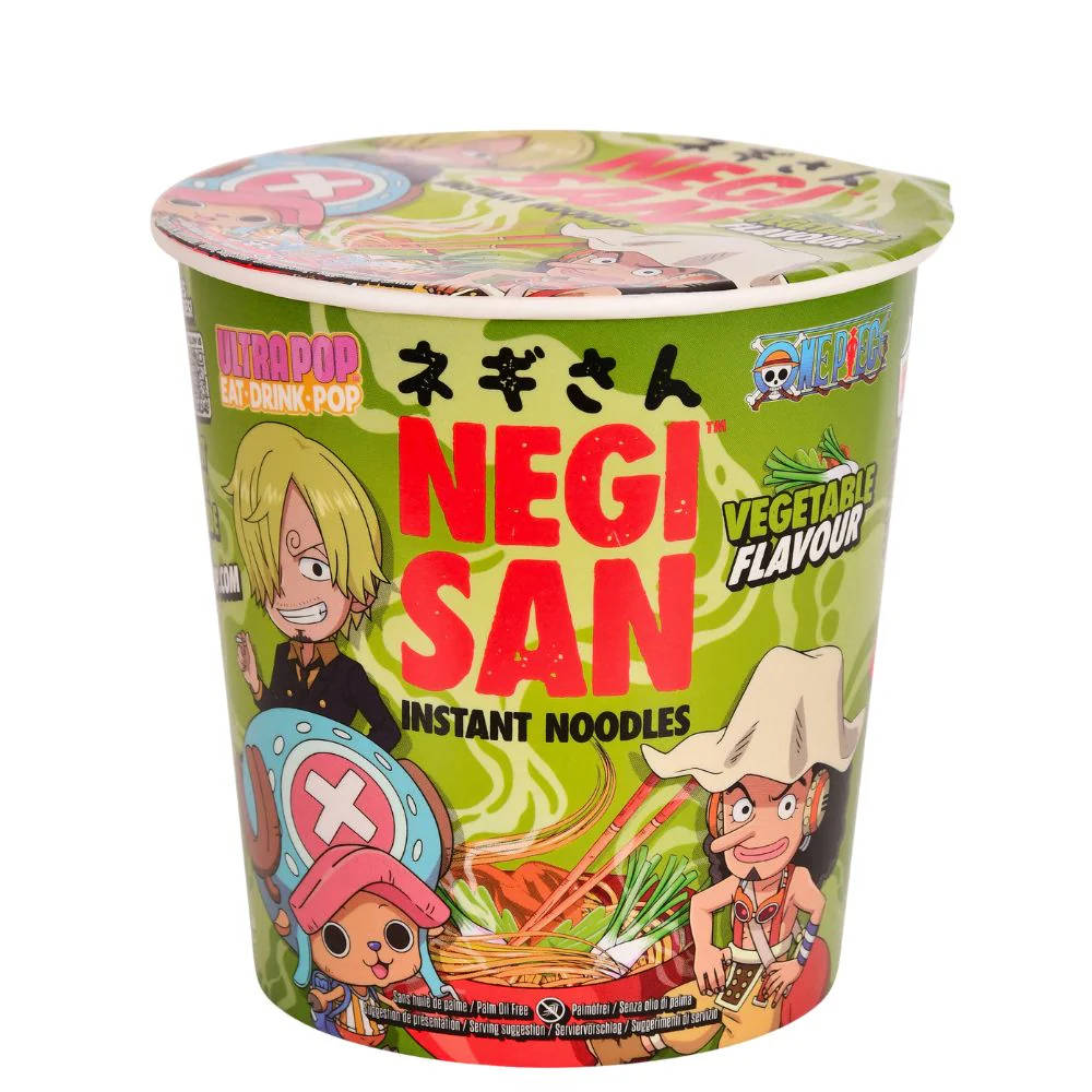 One Piece Ultra Pop Instant Noodles Vegetables of Sanij, Usopp, Chopper, vegetable-flavored noodles 65g (pack of 8)