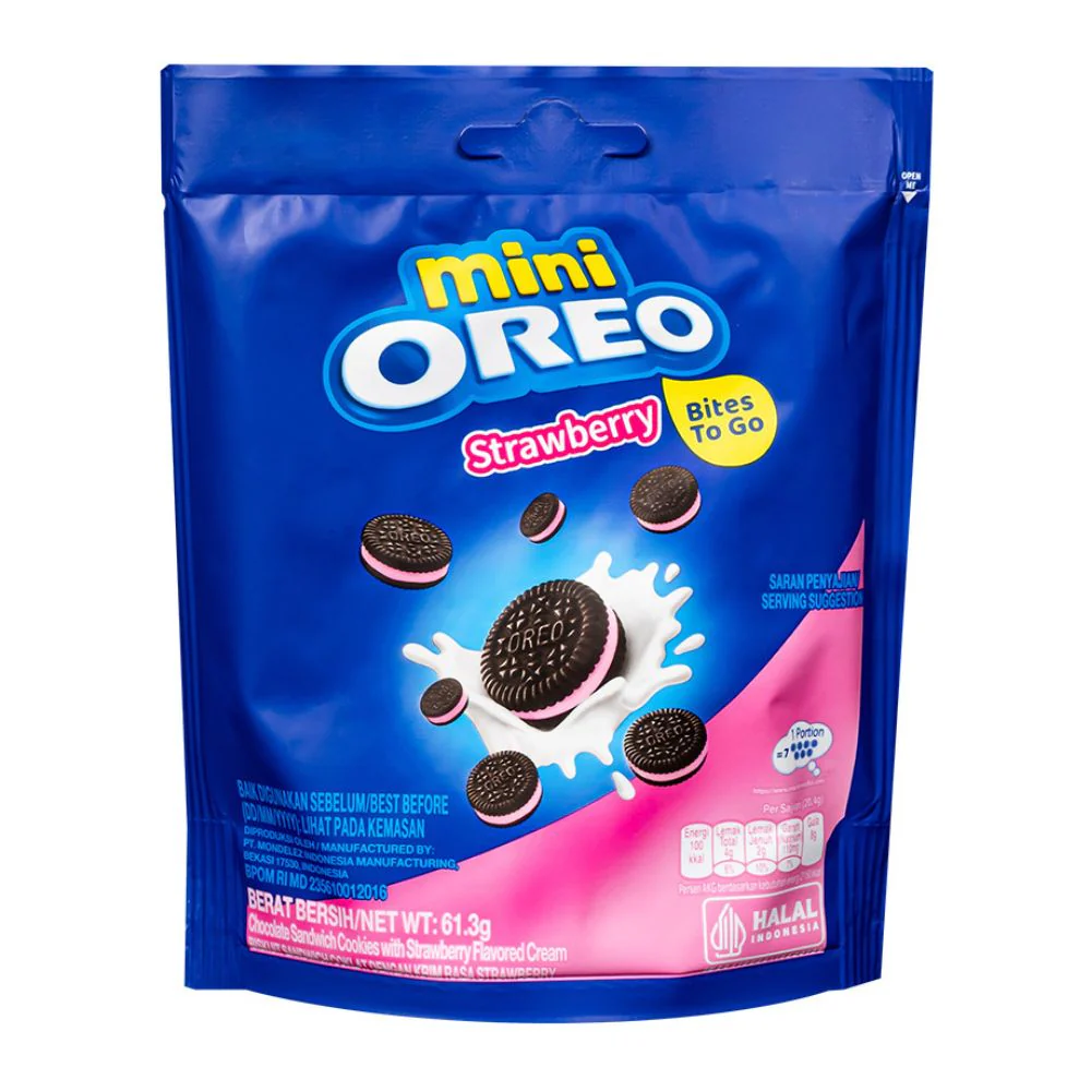 Oreo Mini Strawberry, mini cookies with strawberry-flavored cream 61.3g (Pack of 24) 