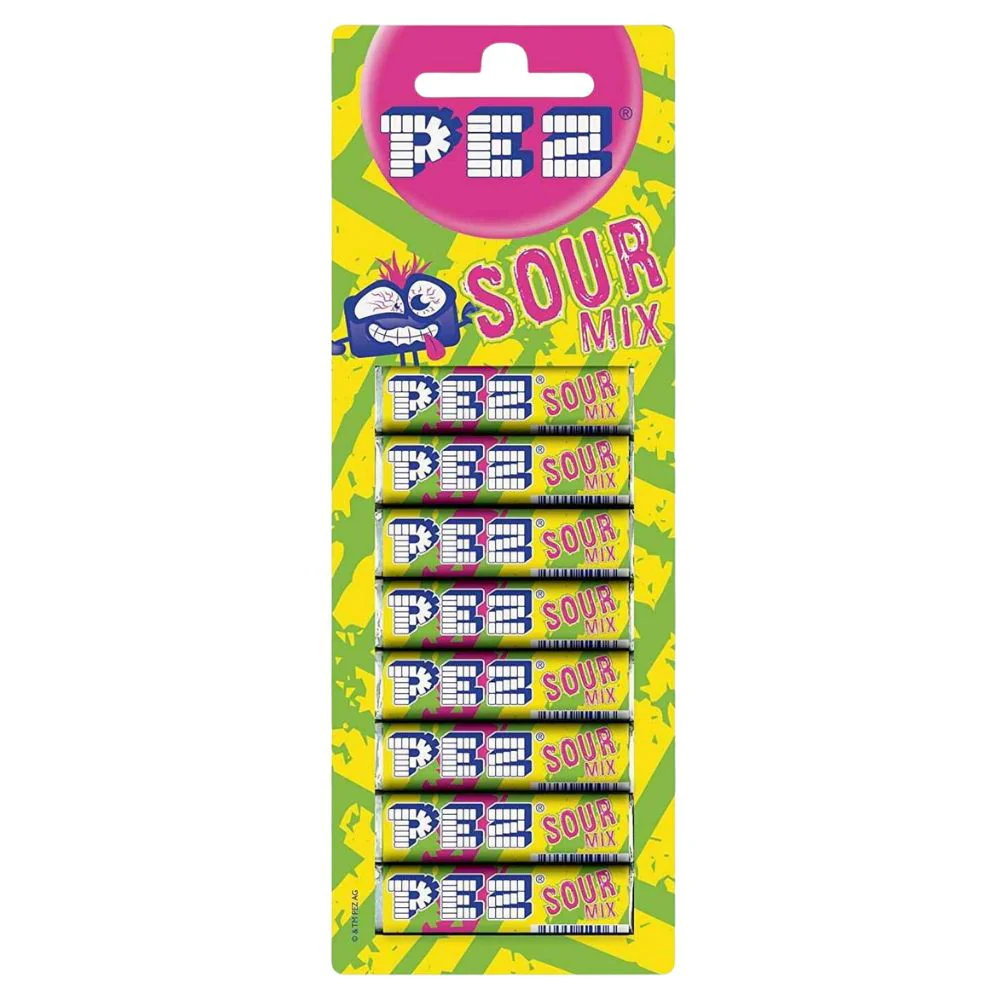 Pez Sour Candy Refill Assorted Flavours, sour candy refills 68 g (Pack of 12)