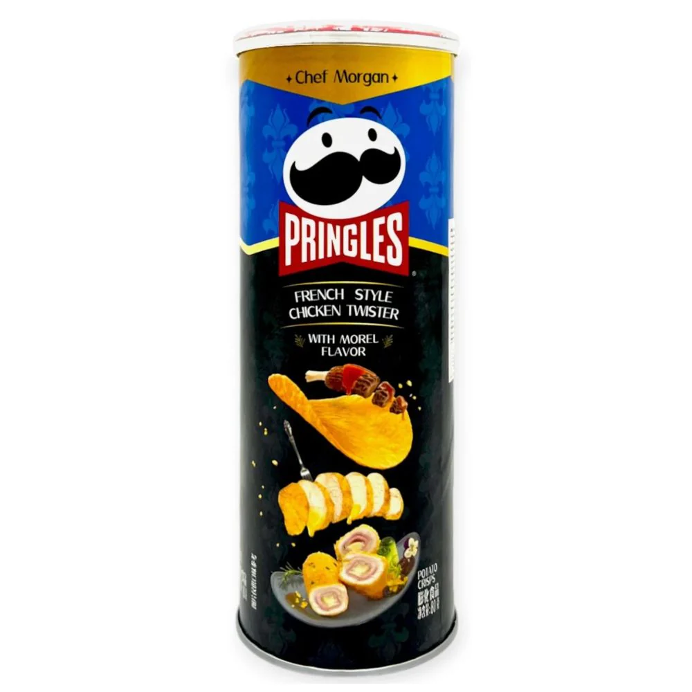 Pringles French Style Chicken Twister, patatine aromatizzate al gusto di involtino di pollo da 80g (Confezione da 24)