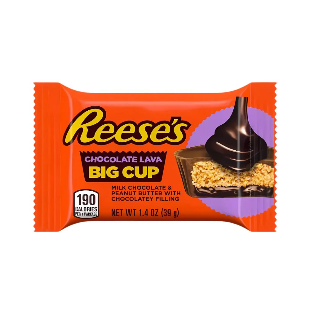 Reese's Big Cup Chocolate Lava, chocolate filled with peanut butter and chocolate 39g (Pack of 16)