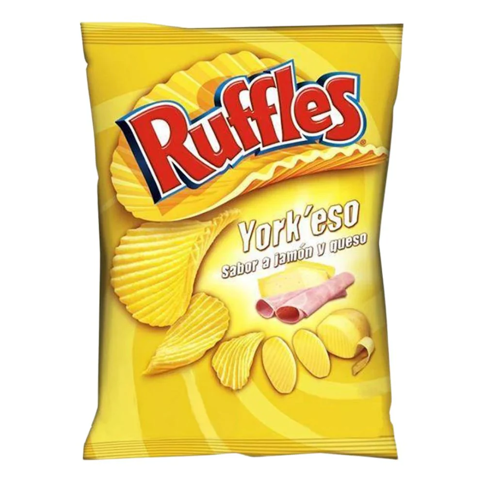 Ruffles York'eso, cheese and ham flavored chips 150g (Pack of 19)