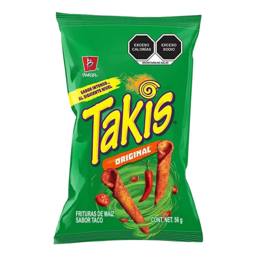 Takis Original, spicy tortilla curls 56g (pack of 48)