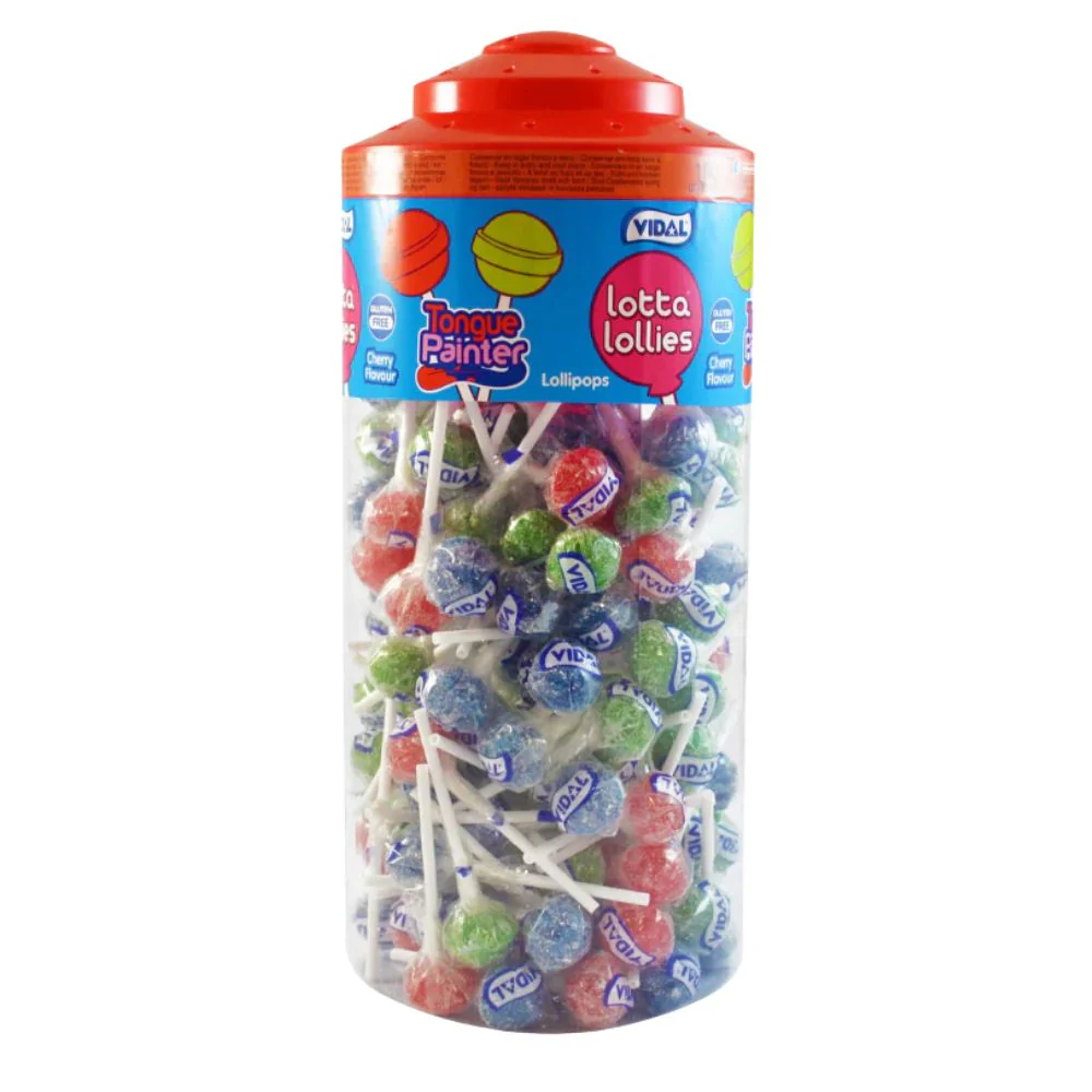 Vidal Lotalollies Tongue Painter, cherry-flavored lollipop 8g (Pack of 150)