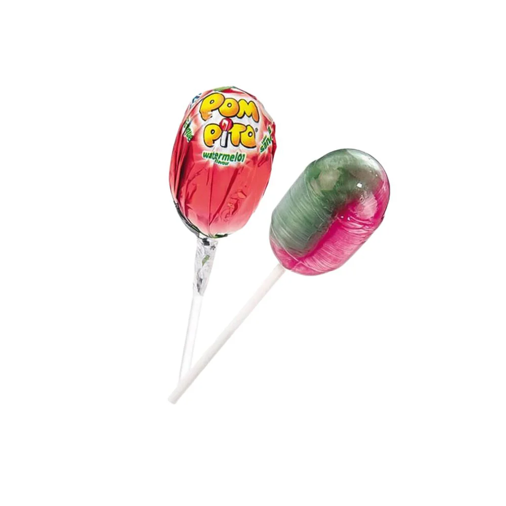 Vidal Mega Pompito, lollipop with watermelon-flavored bubble gum filling, 20g (Pack of 40)