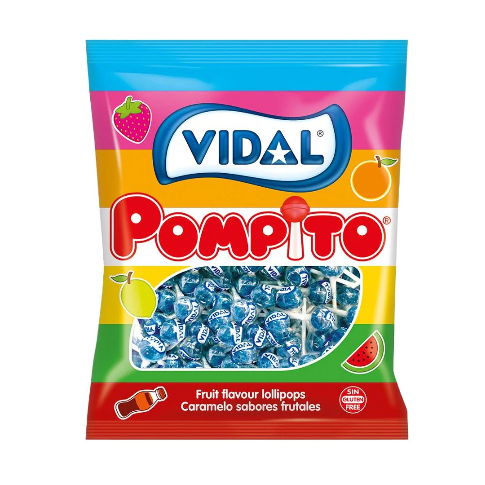 Vidal Pompito Raspberry, raspberry-flavored lollipop 6g (Pack of 100) 