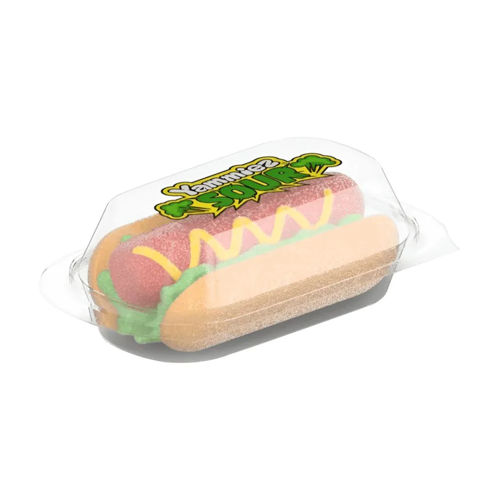 Yammiez Sour Hot Dog, hot dog-shaped marshmallow 50g (Pack of 12)