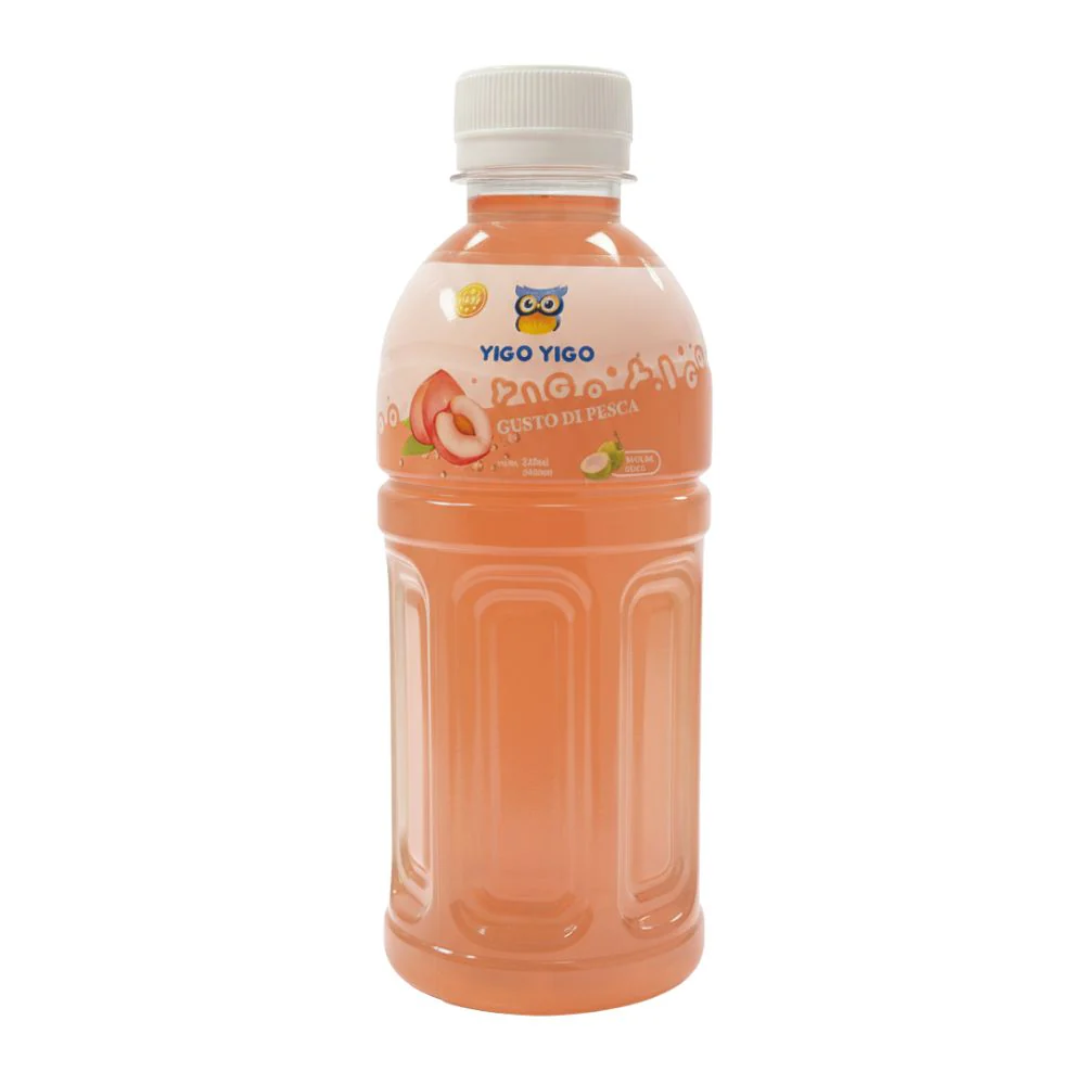 Yigo Yigo Peach, peach-flavored drink with coconut cream 320ml (Pack of 24)