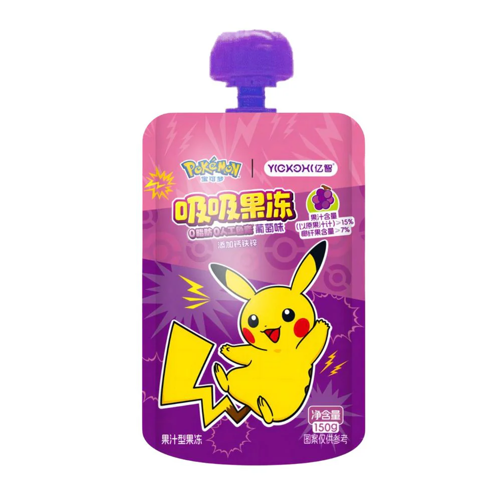 Yizhi Pokemon Pikachu Grape Jelly, grape-flavored gelatinous drink of 150g (Pack of 40)